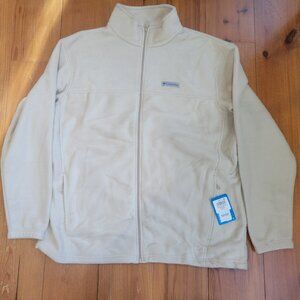 Men's Columbia Blue Granite Mountain Fleece Jacket 2XT Tall Full Zip Beige New